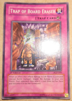 YUGIOH TRAP OF BOARD ERASER SUPER RARE PGD-099 1ST EDITION PLAYED - Image 1