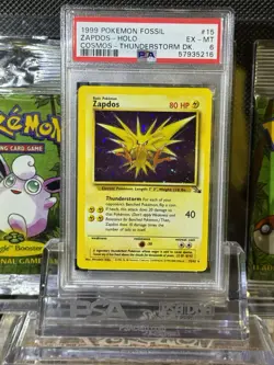 1999 POKEMON FOSSIL ZAPDOS HOLO 15/62 - Cosmos THUNDERSTORM DK - PSA 6 EX-MT - Image 1