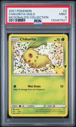 2021 Pokemon Mcdonald'S Collection #2 Chikorita-Holo Mcdonald'S Collection PSA 9 - Image 1