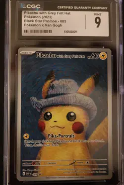 Pokemon 2023 Black Star Promos Pikachu with Grey Felt Hat #085 CGC 9 - Image 1