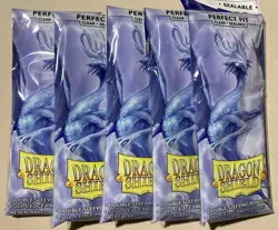 5x Dragon Shield Perfect Fit Inner Card Sleeves-Clear Sealable- 100 Sleeves Ea. - Image 1