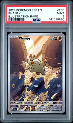 Pokemon - Phanpy 205/191 Surging Sparks Illustration Rare PSA Mint 9 - Image 1