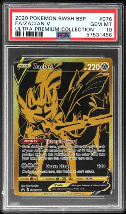 2020 POKEMON SWSH BLACK STAR PROMO ULTRA PREM COLL #076 FULL ART/ZACIAN V PSA 10 - Image 1