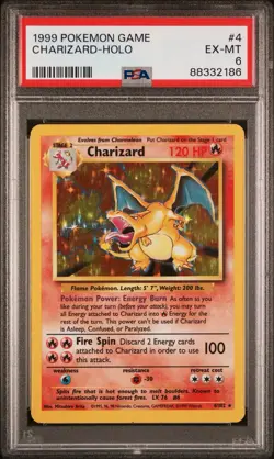 1999 Pokemon TCG Charizard Holo Rare Card 4/102 PSA 6 - Image 1