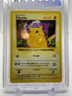 PIKACHU 58/102 RED CHEEKS SHADOWLESS Base Set CGC 8.5 Pokemon - Image 3