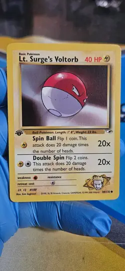 Pokemon TCG Lt. Surge's Voltorb Gym Heroes 84/132 Regular 1st Edition Common - Image 1