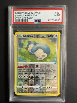Snorlax 131 PSA 9 2020 Pokemon SWSH Reverse Foil Vivid Voltage - Image 1