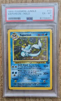 Jungle Vaporeon (PSA 6) 12/64 Pokemon Card WOTC 1999 - Image 1