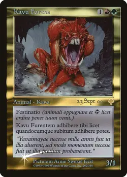 1X RAGING KAVU - INVASION PROMO * LATIN FOIL * 262/350 CREATURE RARE MP MTG - Image 1