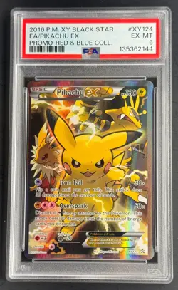 2016 POKEMON XY BLACK STAR PROMO RED & BLUE COLL FULL ART/PIKACHU EX PSA 6 - Image 1