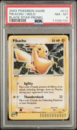 2003 POKEMON BLACK STAR PROMO #012 PIKACHU HOLO PSA 8 (0788) - Image 1