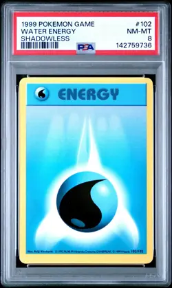 PSA 8 NM/MT 1999 POKEMON GAME 102 WATER ENERGY SHADOWLESS ENGLISH - Image 1