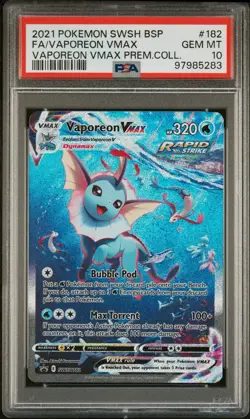 2021 Pokemon SWSH Black Star Promos Vaporeon VMAX #SWSH182 PSA 10 - Image 1