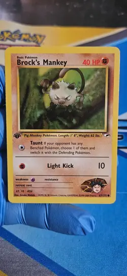 Pokemon TCG Brock's Mankey Gym Heroes 67/132 Regular 1st Edition Common - Image 1
