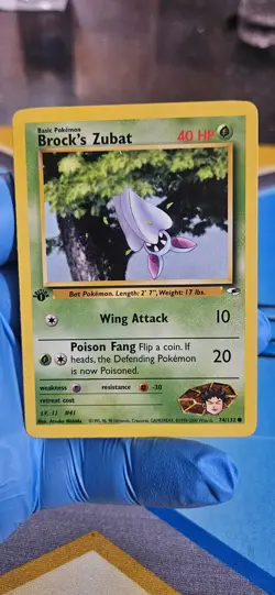 Pokemon TCG Brock's Zubat Gym Heroes 74/132 Regular 1st Edition Common - Image 1