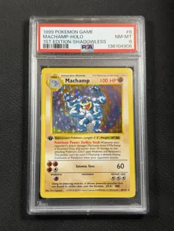 Pokemon Cards PSA 8 Nm-Mt Machamp Holo 1st Shadowless Base Set WotC 1999 7/102 - Image 1