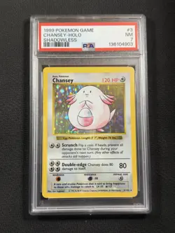 Pokemon Cards PSA 7 NM Chansey Holo Shadowless Base Set WotC 1999 3/102 - Image 1