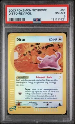 Pokemon Skyridge 51/144 Ditto Reverse Foil PSA 8 2003 - Image 1