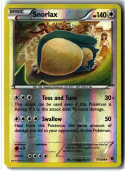 Snorlax ⭐ 77/124 Reverse Holo Rare Fates Collide 2016 Pokemon NM/LP - Image 1
