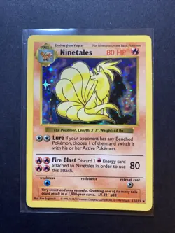 Ninetales 012/102 Base Set (Shadowless) Holo Unlimited Pokemon WOTC LP- - Image 1