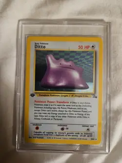 Pokemon Card Ditto 3/62 Fossil Holo Rare Unlimited Vintage NM + Top Loader - Image 1