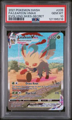 Pokemon Leafeon VMAX Evolving Skies Secret Rare Full Alt Art #205 PSA 10 - Image 1