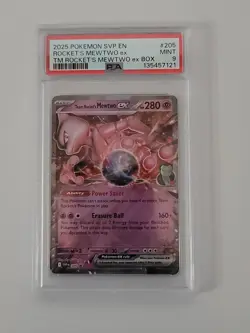 2025 POKEMON SVP EN-SV BLACK STAR PROMO #205 TEAM ROCKET'S MEWTWO EX PSA 9 - Image 1
