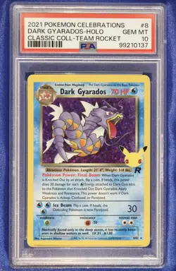 Dark Gyarados Holo 8 PSA 10 GEM MT Celebrations Classic Pokemon 2021 - Image 1