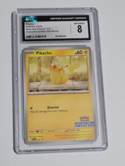 CGC NM/Mint 8 Pikachu Pokemon Card #214 Black Star Promo Illustration Contest - Image 1