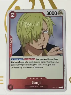 One Piece TCG Sanji OP01-013 R Romance Dawn English - Image 1