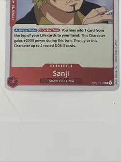 One Piece TCG Sanji OP01-013 R Romance Dawn English - Image 2
