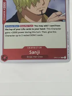 One Piece TCG Sanji OP01-013 R Romance Dawn English - Image 3