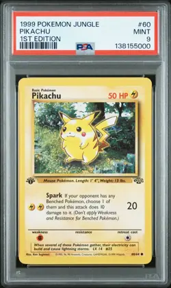 1999 Pokemon Jungle 1st Edition Pikachu 60 FRESHLY GRADED PSA 9 MINT - Image 1
