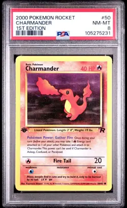2000 POKEMON ROCKET #50 CHARMANDER 1ST EDITION PSA 8 - Image 1