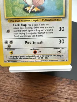 Farfetch’d Base Set 27/102 Pokemon Card! Unlimited Near Mint NM/LP - Image 2