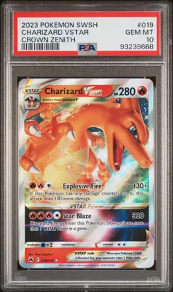 2023 POKEMON SWORD & SHIELD CROWN ZENITH #019 CHARIZARD VSTAR PSA 10 - Image 1