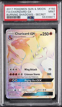 2017 POKEMON SUN & MOON BURNING SHADOWS SECRET #150 FULL ART/CHARIZARD GX PSA 9 - Image 1