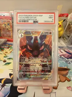 Pokemon TCG Lucario VSTAR #SWSH291 Black Star Promo, Crown Zenith PSA 9 - Image 1