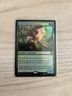 FOIL Leaf-Crowned Visionary DMU 167 NM MTG Magic Card English - Image 1