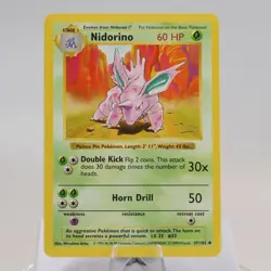 Pokemon TCG - Nidorino 37/102 Base Set Uncommon Shadowless WOTC 1999 - NM - Image 2