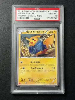WARM PIKACHU PSA 10 2014 POKEMON JAPANESE XY #96 PROMO UNIQLO KIDS GEM MINT 7742 - Image 1