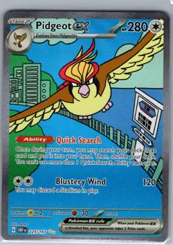 Pidgeot ex 225/197 SV03: Obsidian Flames - Pokemon Card - NM - Image 1