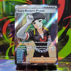 Pokemon TCG Destined Rivals Team Rocket's Proton 227/182 Full Art Trainer Card - Image 1