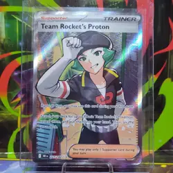 Pokemon TCG Destined Rivals Team Rocket's Proton 227/182 Full Art Trainer Card - Image 3