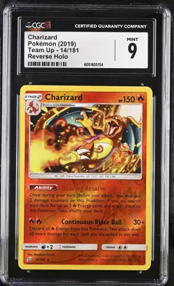 Charizard 2019 Pokemon Team Up Reverse Holo CGC 9 #14 - Image 1