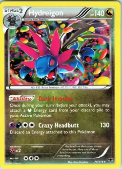 Hydreigon 74/119 - Pokemon TCG XY Phantom Forces - Holo Rare (NM) - Image 1