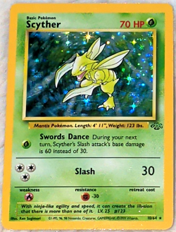 Scyther 10/64 Fossil Holo Rare Pokemon Card Base Set Unlimited - Near Mint - Image 1