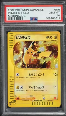 2002 Pokemon Japanese McDonald's Holo Pikachu #10 PSA 10 - Image 1