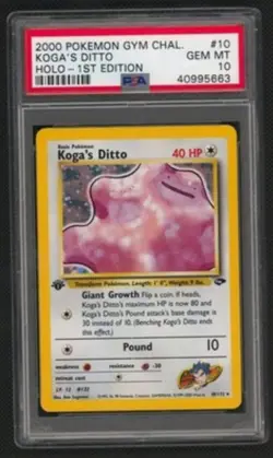 2000 Pokemon Gym Challenge 1st Edition Holo Koga's Ditto #10 PSA 10 - Image 1
