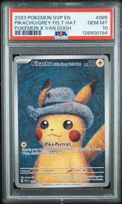 2023 POKEMON SVP EN-SV BLACK STAR PROMO #085 PIKACHU WITH GREY FELT HAT PSA 10 - Image 1